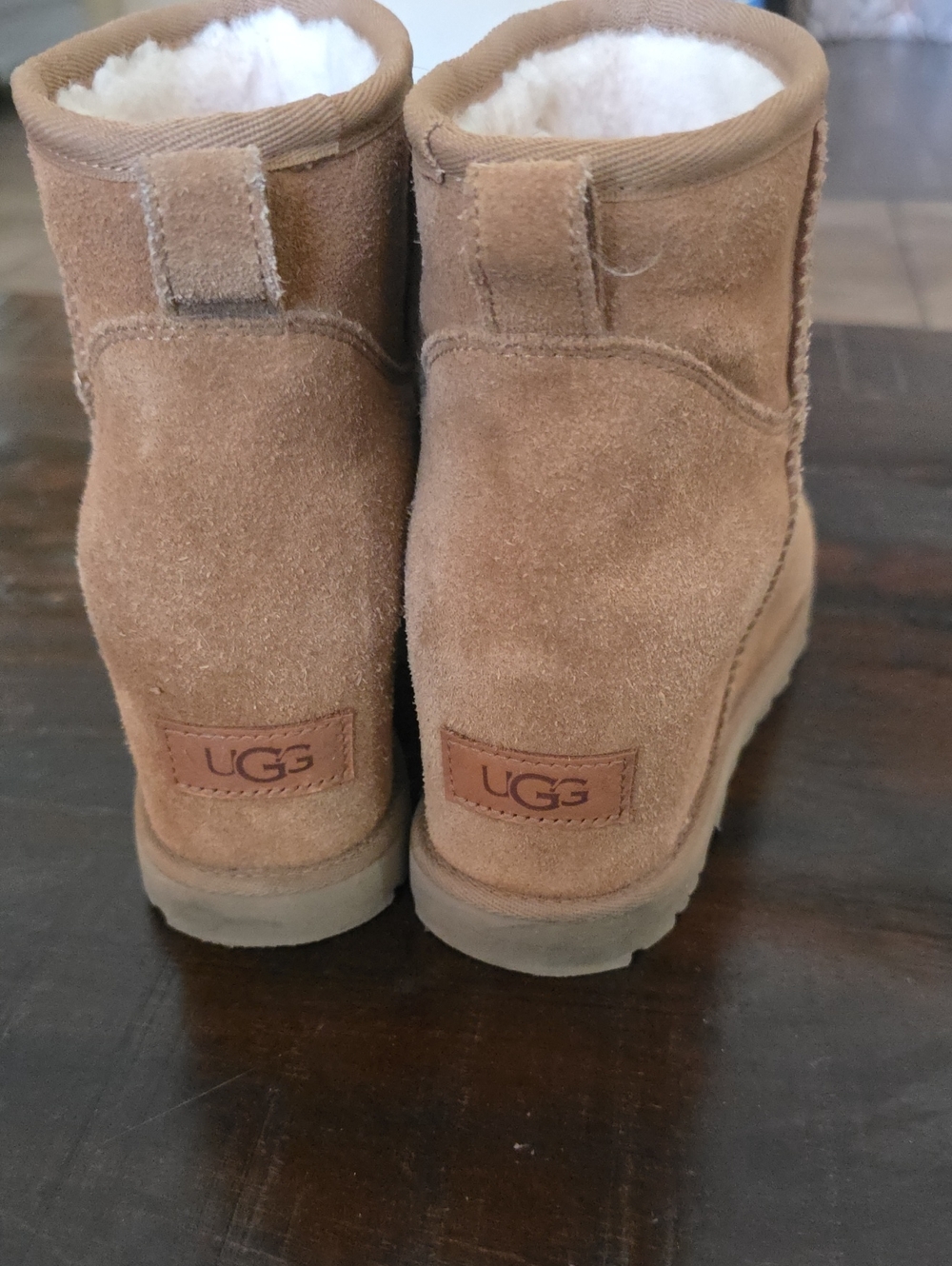 UGG Chestnut Suede Shearling Lined Heeled Booties